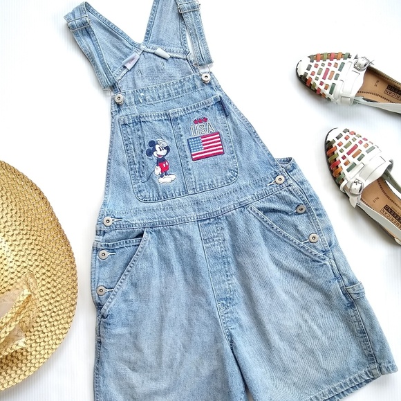 Vintage Denim - Vintage Disney Mickey • denim shortall overalls